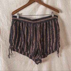 Anthropologie Black and Pink Striped Pajama Shorts